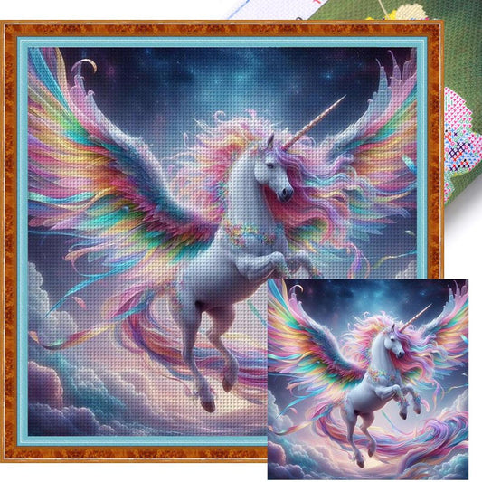 Rainbow Unicorn - Full 11CT Stamped Cross Stitch 50x50CM - Yishu