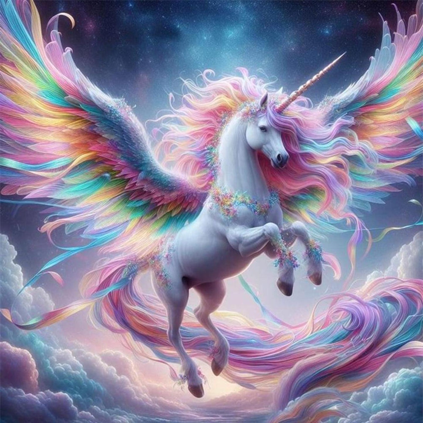 Rainbow Unicorn - Full 11CT Stamped Cross Stitch 50x50CM - Yishu