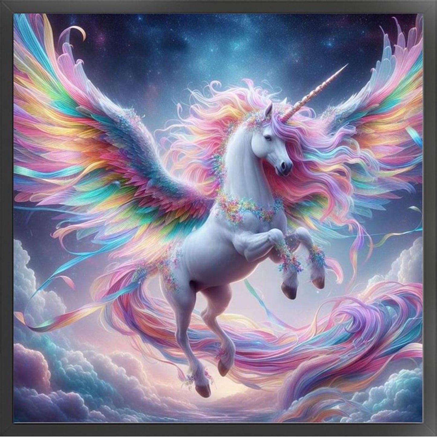 Rainbow Unicorn - Full 11CT Stamped Cross Stitch 50x50CM - Yishu