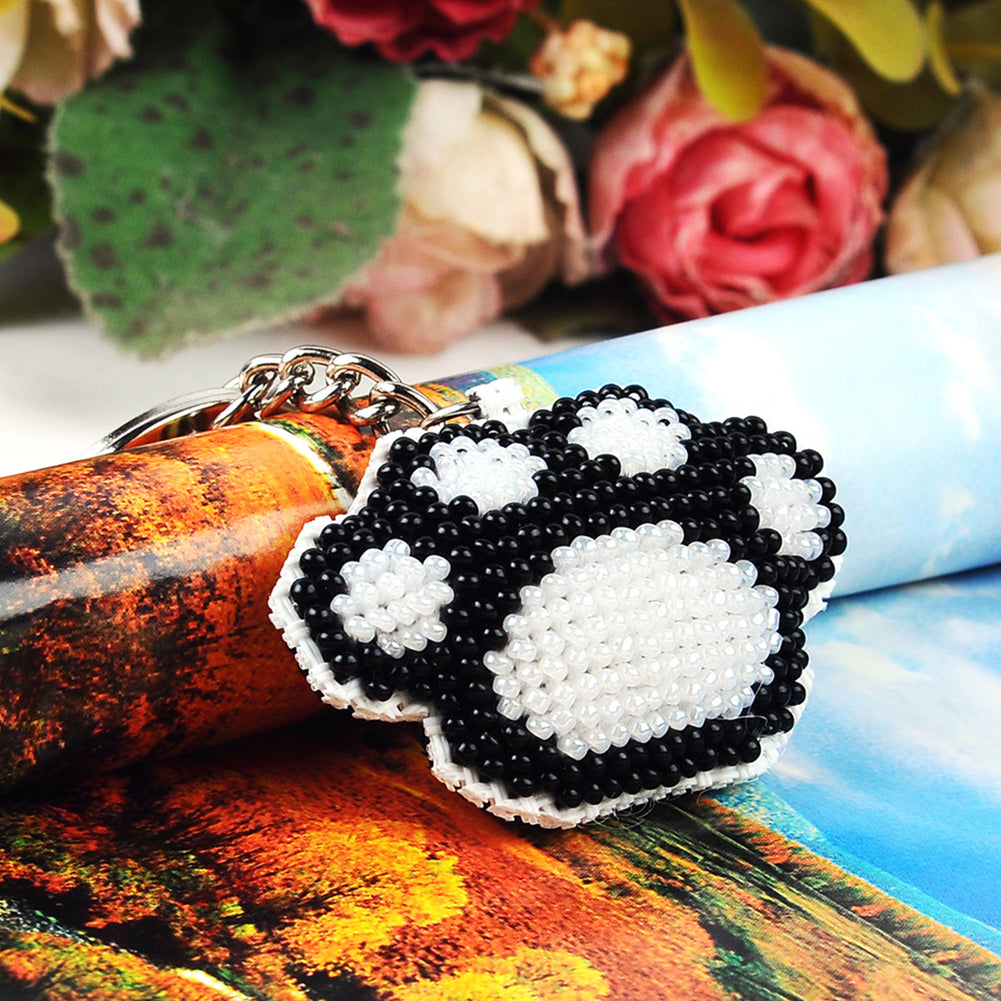 Paw Beaded Counted Cross Stitch Keychain Ornament Kit for Adults Beginners