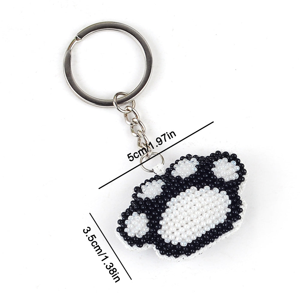 Paw Beaded Counted Cross Stitch Keychain Ornament Kit for Adults Beginners