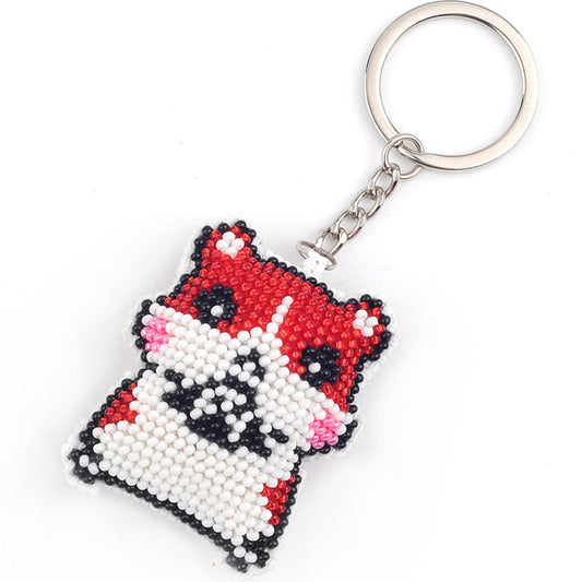 Hamster Beaded Counted Cross Stitch Keychain Ornament Kit for Adults Beginners