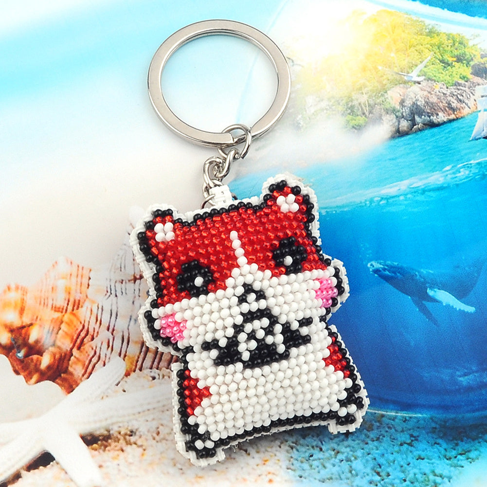 Hamster Beaded Counted Cross Stitch Keychain Ornament Kit for Adults Beginners