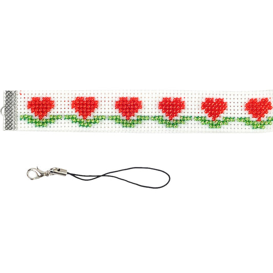 Heart Beaded Counted Cross Stitch Phone Strap Ornament Kit for Mobile Phone