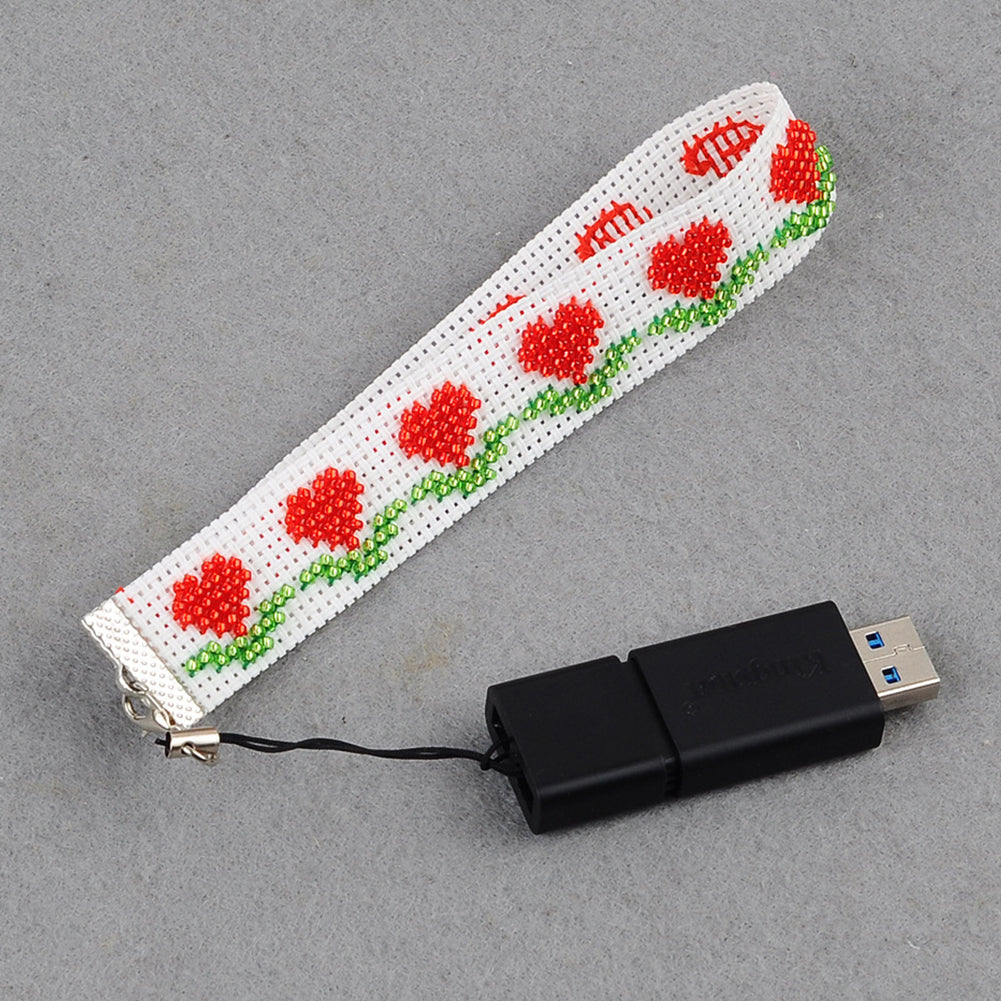 Heart Beaded Counted Cross Stitch Phone Strap Ornament Kit for Mobile Phone
