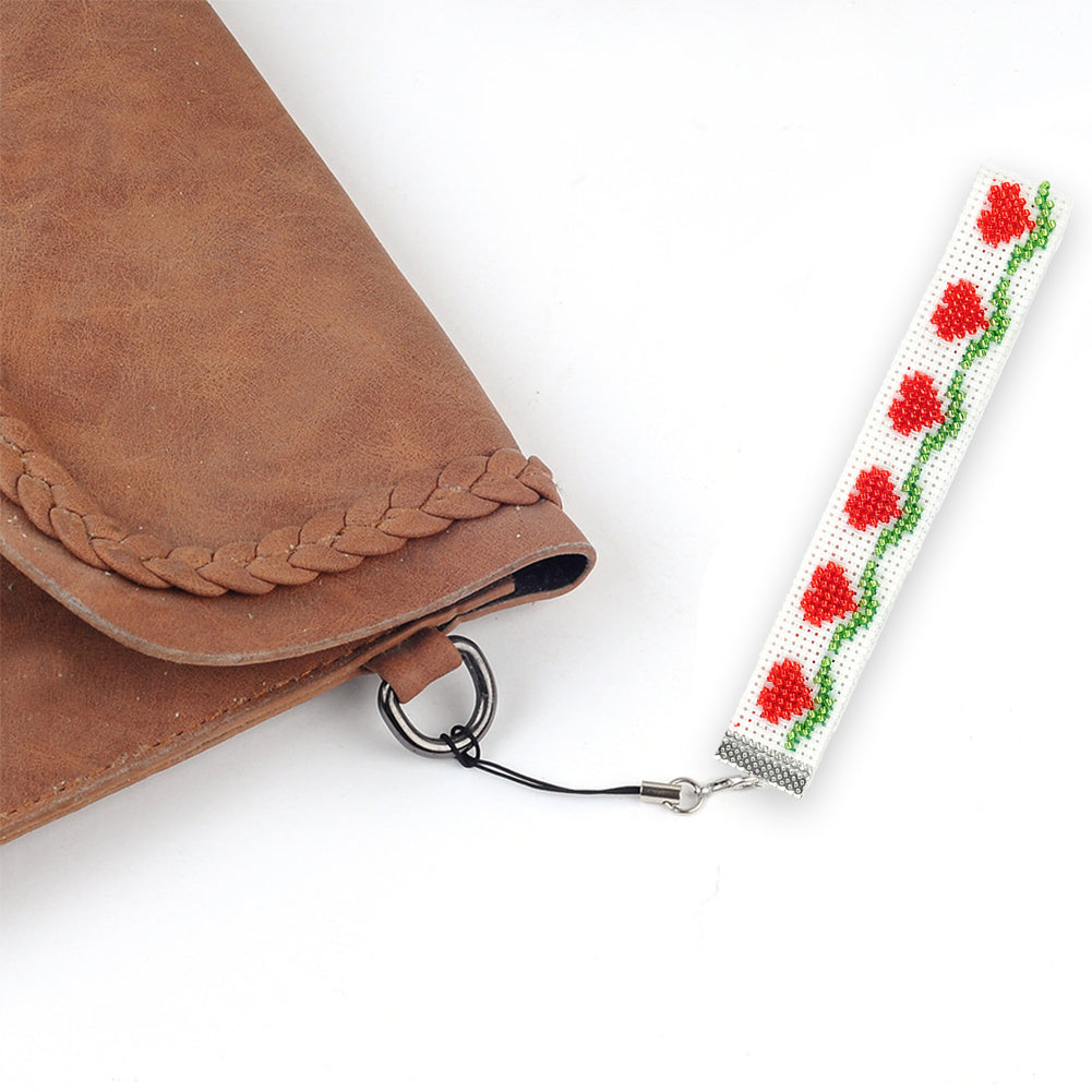 Heart Beaded Counted Cross Stitch Phone Strap Ornament Kit for Mobile Phone