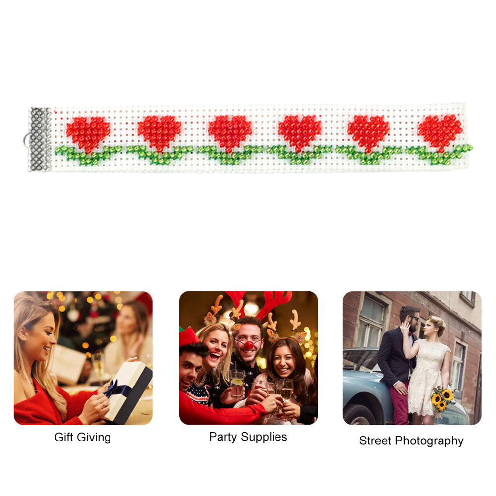 Heart Beaded Counted Cross Stitch Phone Strap Ornament Kit for Mobile Phone