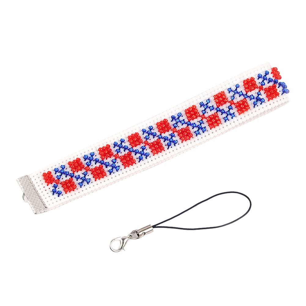 Grid Beaded Counted Cross Stitch Phone Strap Ornament Kit for Mobile Phone