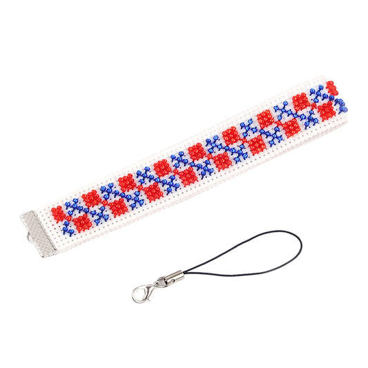 Grid Beaded Counted Cross Stitch Phone Strap Ornament Kit for Mobile Phone