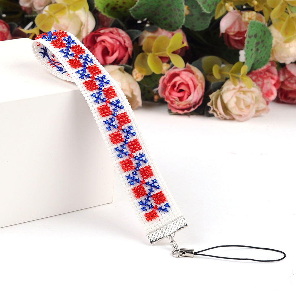 Grid Beaded Counted Cross Stitch Phone Strap Ornament Kit for Mobile Phone