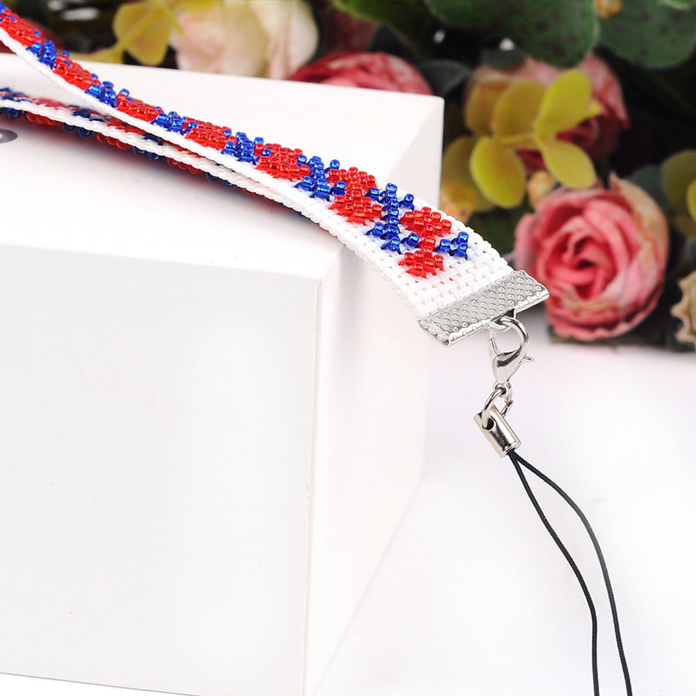 Grid Beaded Counted Cross Stitch Phone Strap Ornament Kit for Mobile Phone