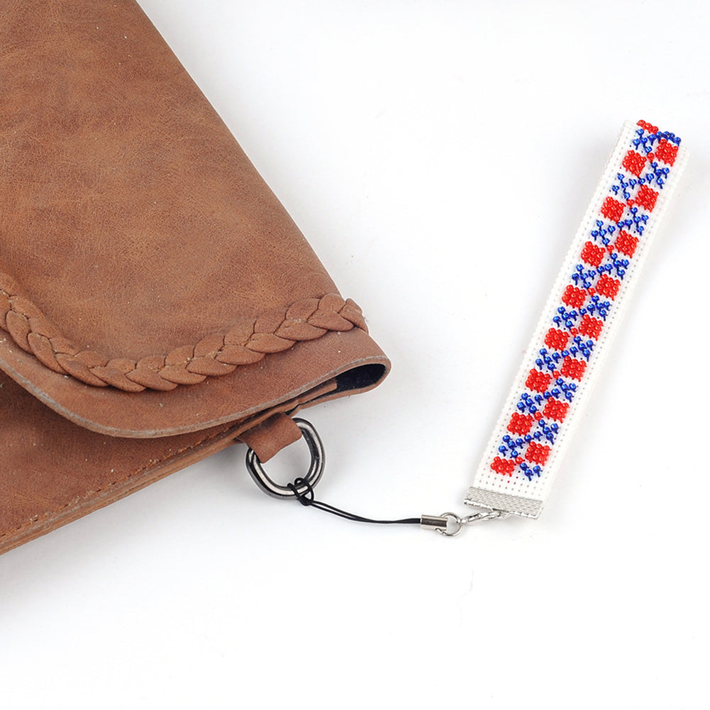 Grid Beaded Counted Cross Stitch Phone Strap Ornament Kit for Mobile Phone
