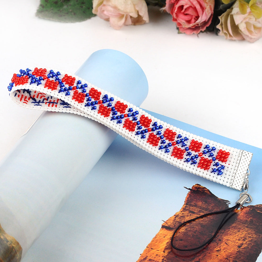 Grid Beaded Counted Cross Stitch Phone Strap Ornament Kit for Mobile Phone