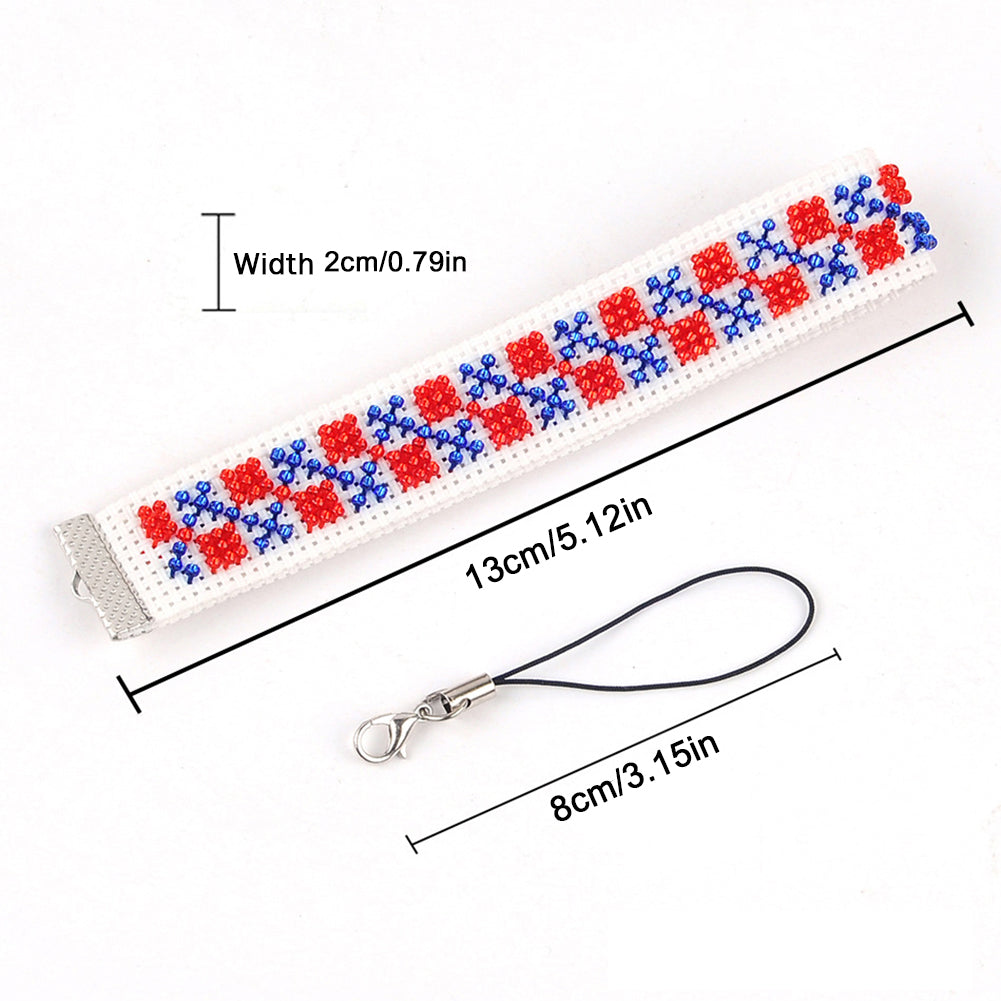 Grid Beaded Counted Cross Stitch Phone Strap Ornament Kit for Mobile Phone