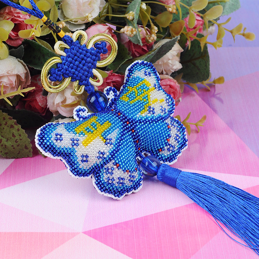 Butterfly Beaded Counted Cross Stitch Ornament Kit for Wall Window Decor