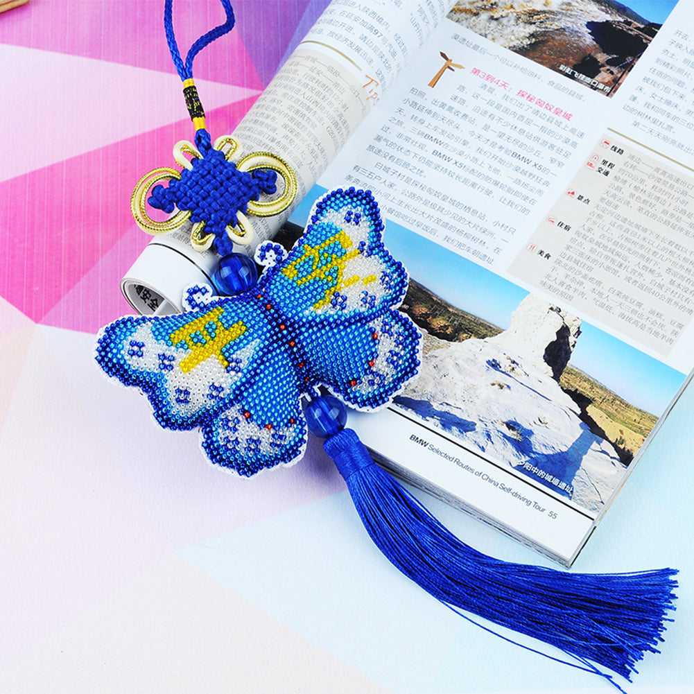 Butterfly Beaded Counted Cross Stitch Ornament Kit for Wall Window Decor