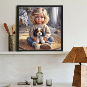 Cute Big Eyes Girl 40*40CM(Canvas) Full Round Drill Diamond Painting