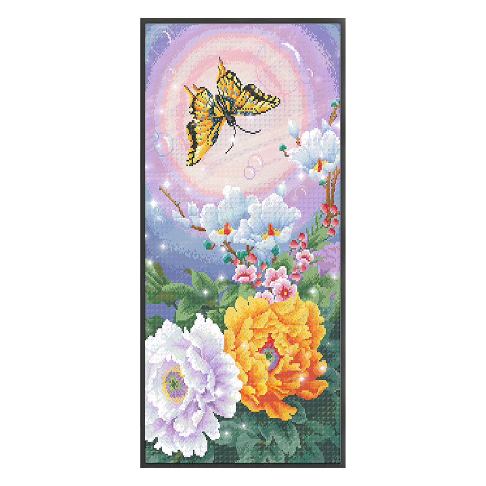 Butterfly Love - Full  9CT Stamped Cross Stitch - Bead Embroidery 42x81CM/16.54x31.89in