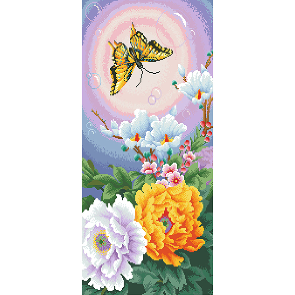 Butterfly Love - Full  9CT Stamped Cross Stitch - Bead Embroidery 42x81CM/16.54x31.89in