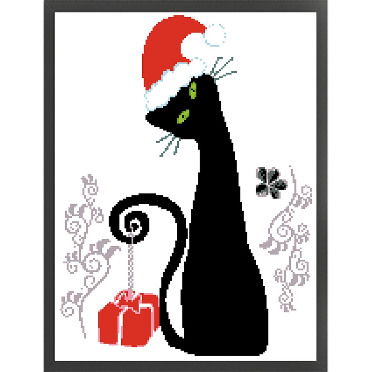 Christmas Kitten - Partial  9CT Stamped Cross Stitch - Bead Embroidery 42x56CM/16.54x22.05in