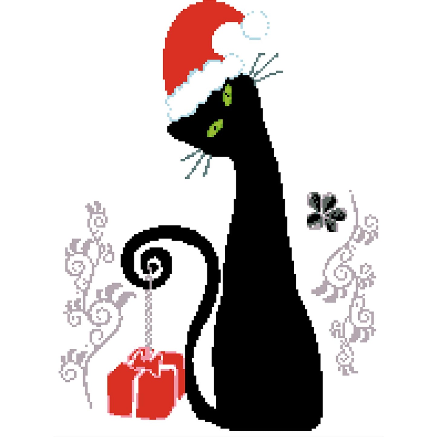 Christmas Kitten - Partial  9CT Stamped Cross Stitch - Bead Embroidery 42x56CM/16.54x22.05in