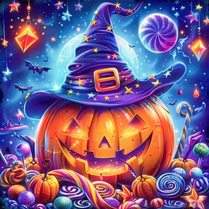 Halloween Pumpkins And Candies 40*40CM(Picture) Full AB Round Drill Diamond Painting