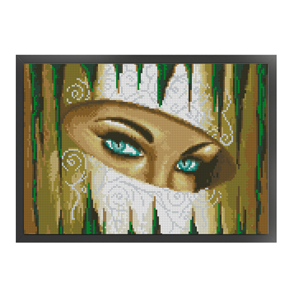 Mysterious Lady - Full  9CT Stamped Cross Stitch - Bead Embroidery 42x29CM/16.54x11.42in