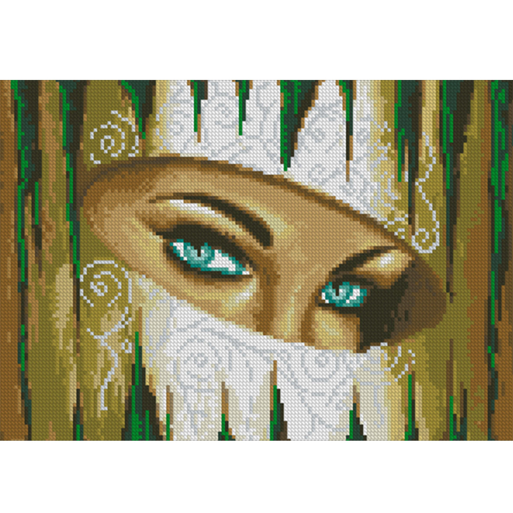 Mysterious Lady - Full  9CT Stamped Cross Stitch - Bead Embroidery 42x29CM/16.54x11.42in