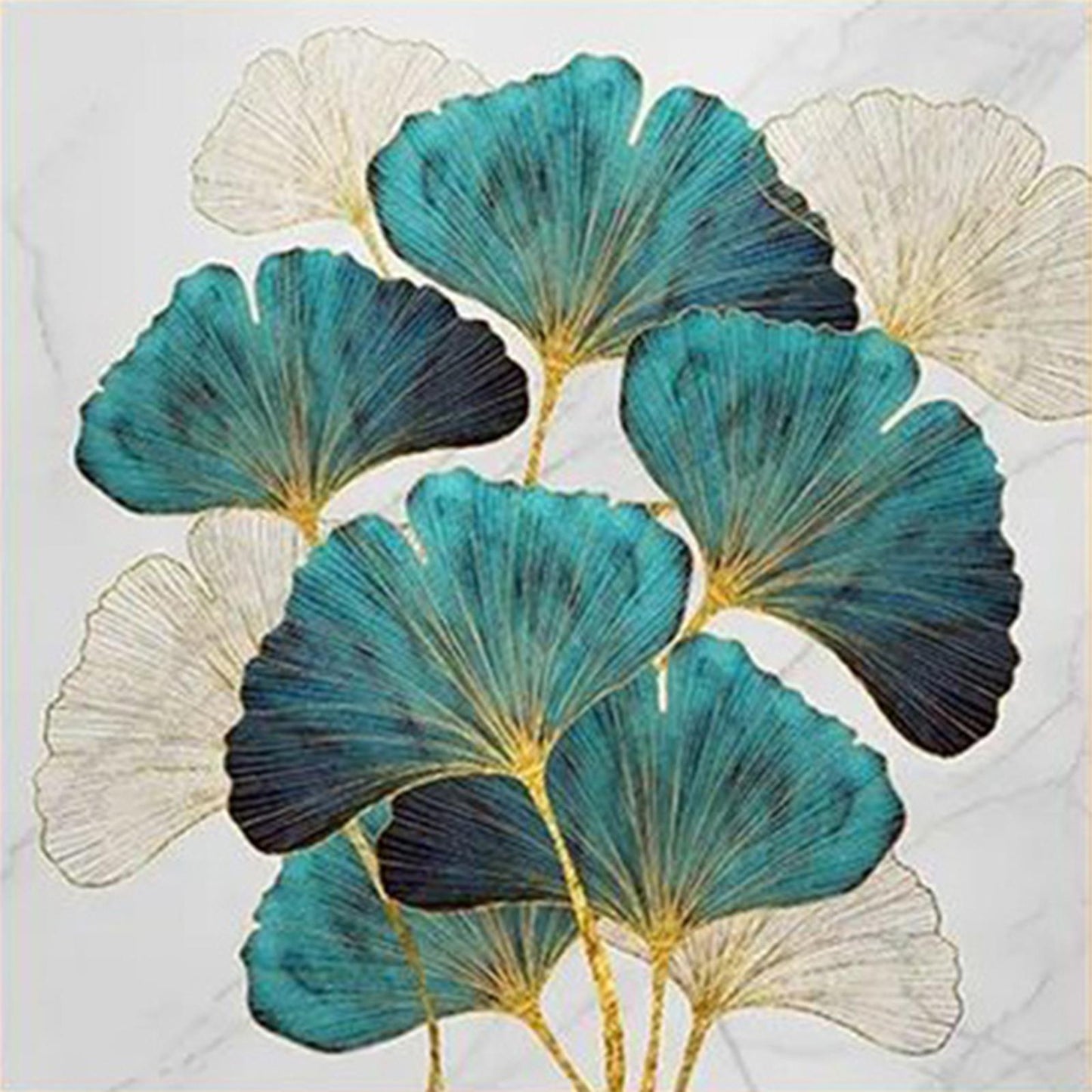 Ginkgo Leaf - Partial  9CT Stamped Cross Stitch - Bead Embroidery 45x45CM/17.72x17.72in