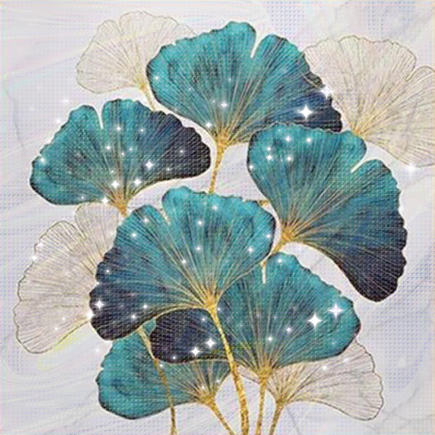 Ginkgo Leaf - Partial  9CT Stamped Cross Stitch - Bead Embroidery 45x45CM/17.72x17.72in