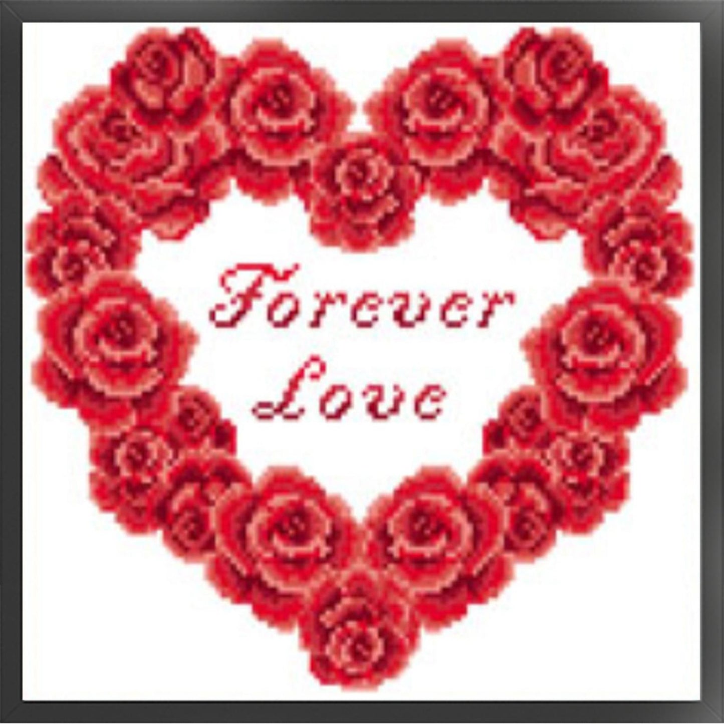 Rose Heart - Red - Partial  9CT Stamped Cross Stitch - Bead Embroidery 36x43CM/14.17x16.93in