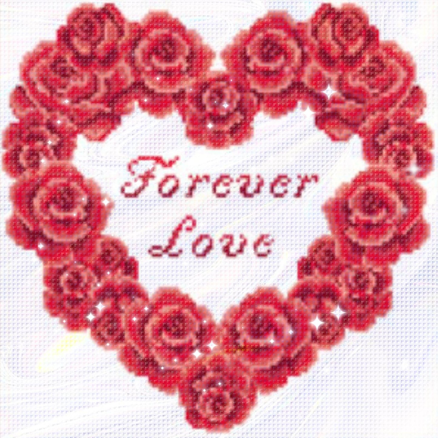 Rose Heart - Red - Partial  9CT Stamped Cross Stitch - Bead Embroidery 36x43CM/14.17x16.93in