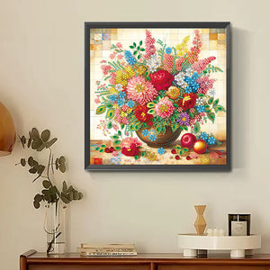 Colorful Flowers In A Vase 30*30CM(Canvas) Partial Special Shaped Drill Diamond Painting