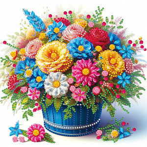 Colorful Flowers In The Basket 30*30CM(Canvas) Partial Special Shaped Drill Diamond Painting