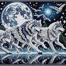 Load image into Gallery viewer, Moonlight Wolf Pack 30*30CM(Canvas) Partial Special Shaped Drill Diamond Painting
