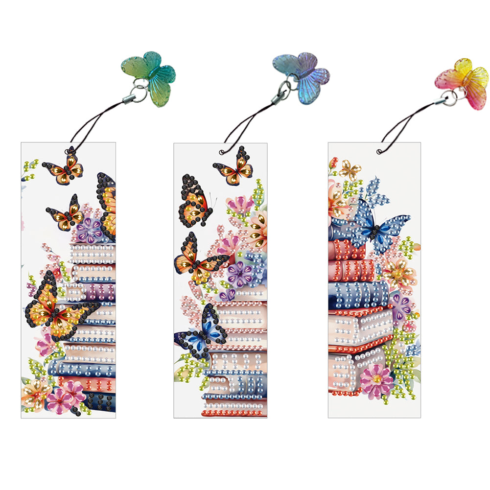 3Pcs Special Shape Book Butterfly 5D DIY Diamond Painting Bookmark