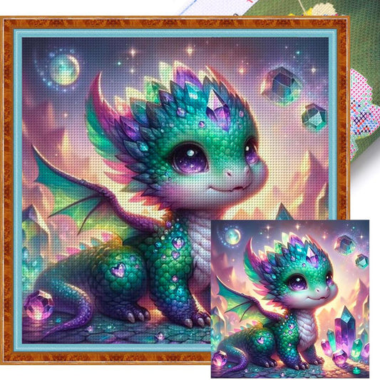 Colorful Cute Dragon - Full 11CT Stamped Cross Stitch 40x40CM - Yishu