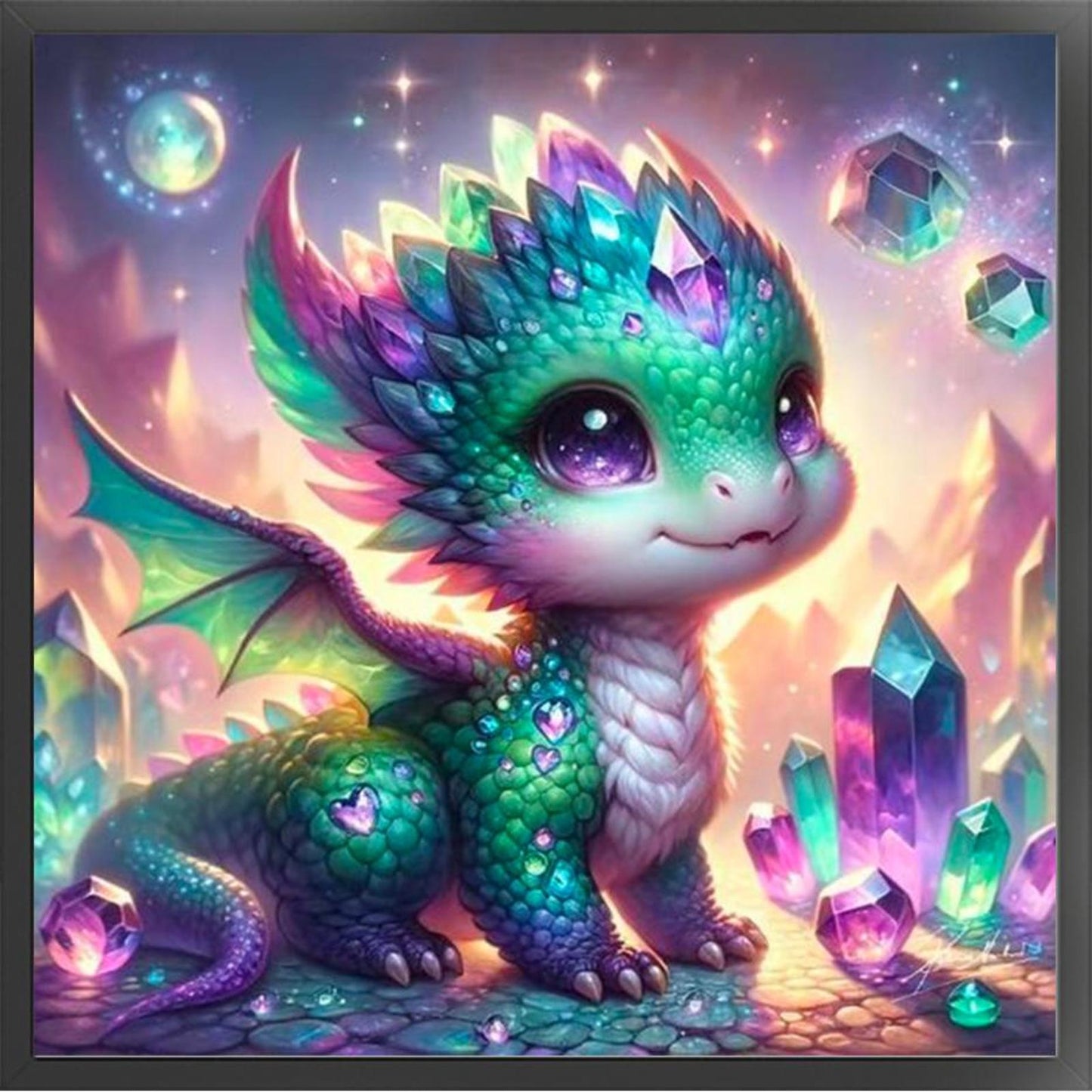 Colorful Cute Dragon - Full 11CT Stamped Cross Stitch 40x40CM - Yishu