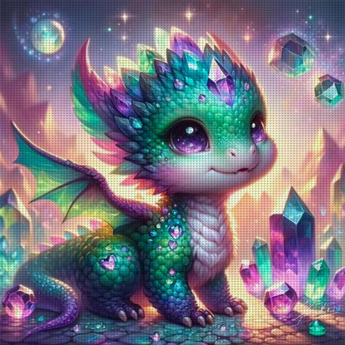 Colorful Cute Dragon - Full 11CT Stamped Cross Stitch 40x40CM - Yishu