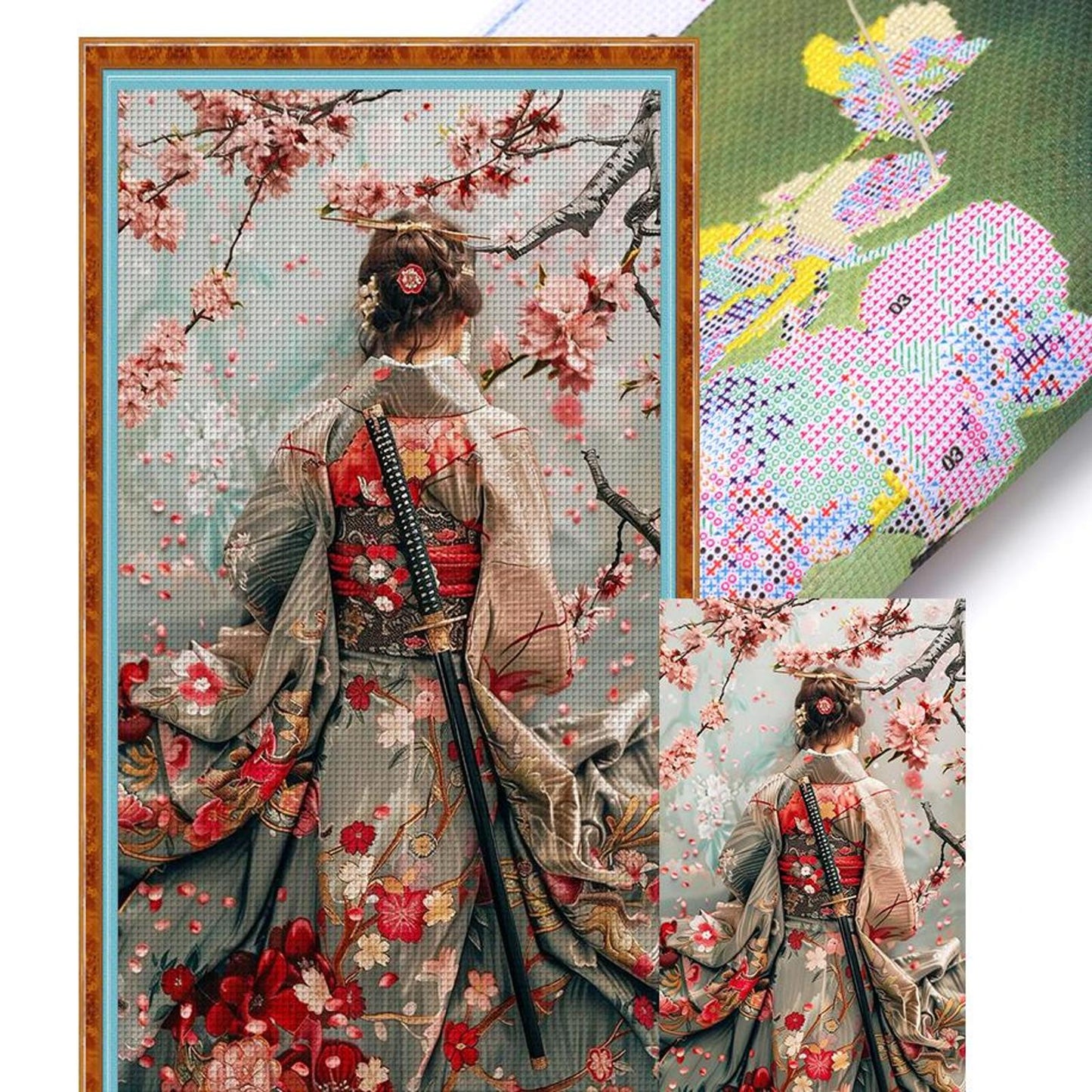 Back View Of Japanese Woman - Full 14CT Stamped Cross Stitch 40x70CM - Huacan