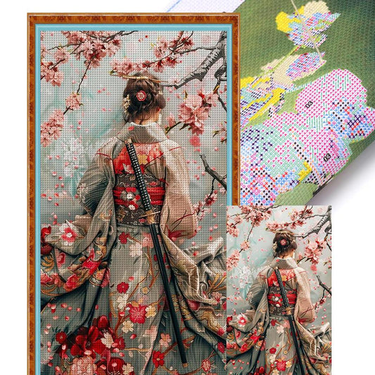 Back View Of Japanese Woman - Full 14CT Stamped Cross Stitch 40x70CM - Huacan