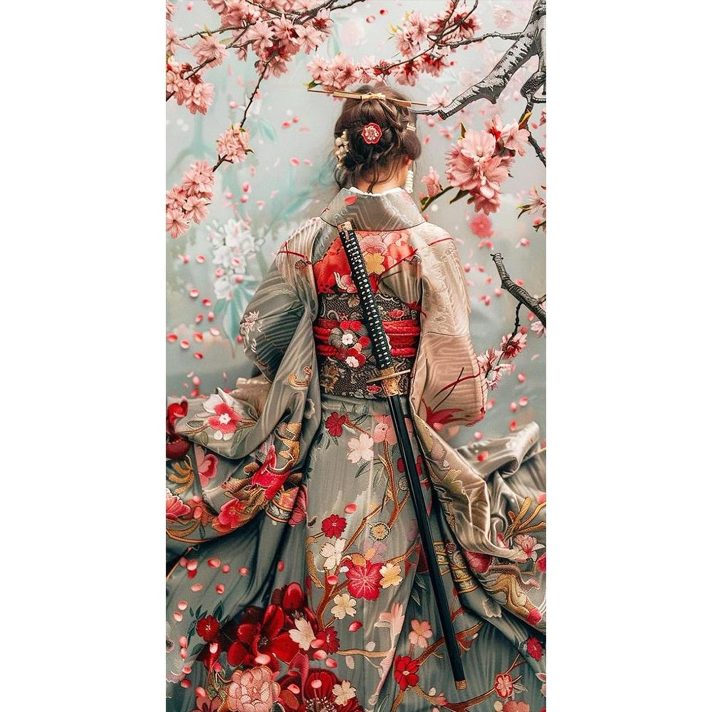 Back View Of Japanese Woman - Full 14CT Stamped Cross Stitch 40x70CM - Huacan
