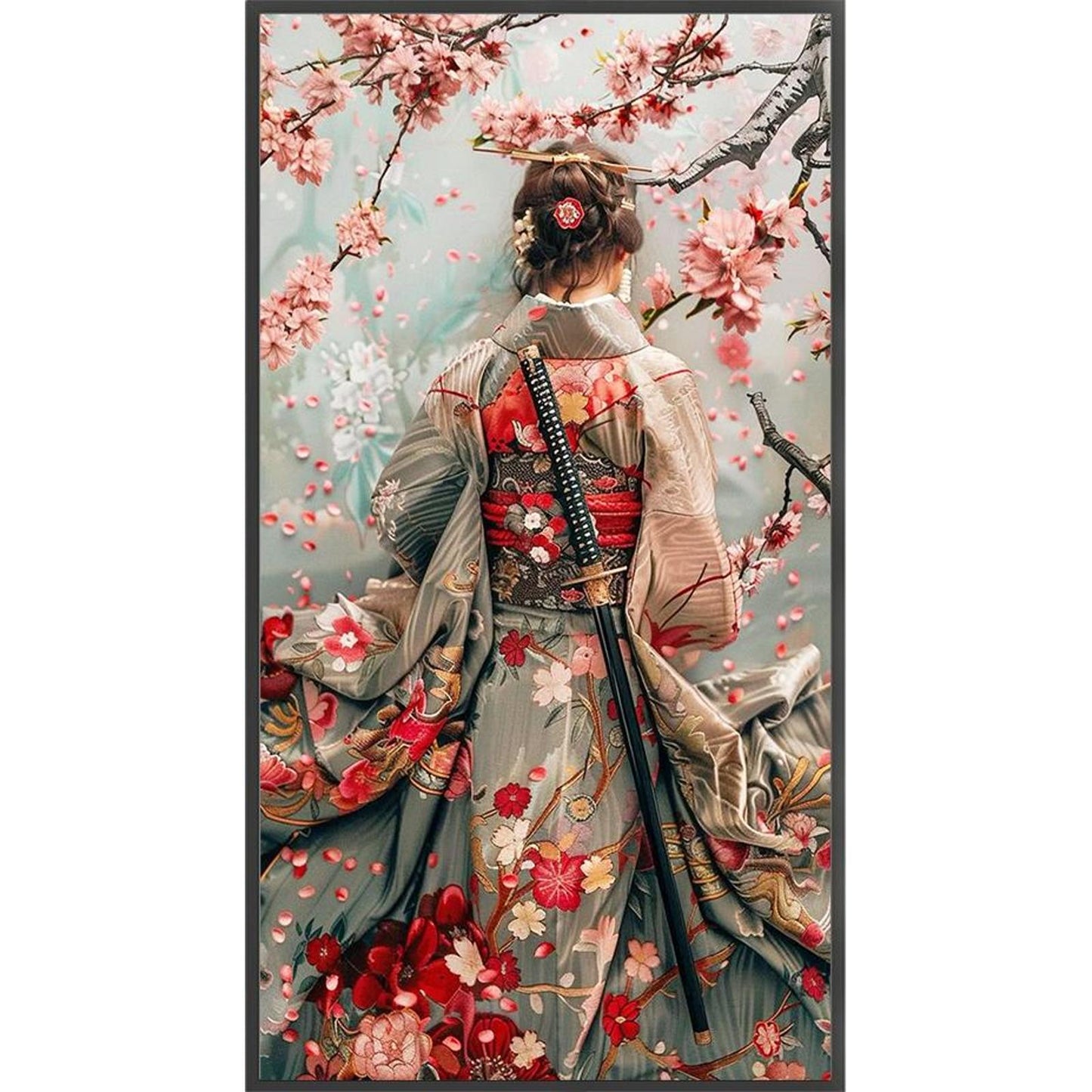 Back View Of Japanese Woman - Full 14CT Stamped Cross Stitch 40x70CM - Huacan