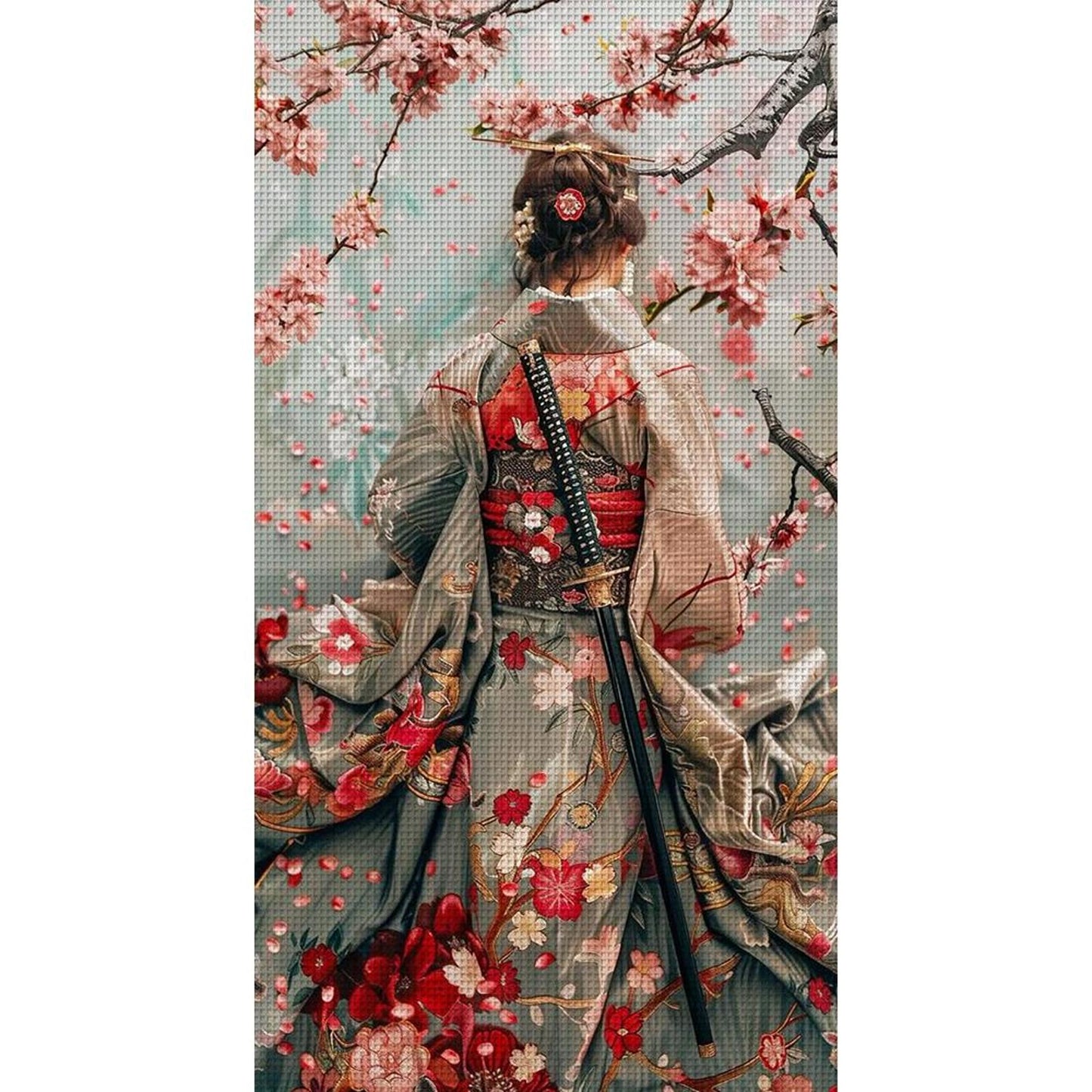 Back View Of Japanese Woman - Full 14CT Stamped Cross Stitch 40x70CM - Huacan