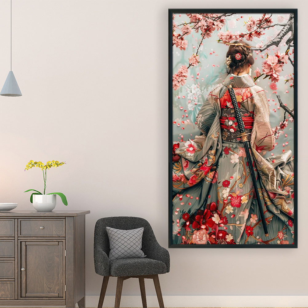 Back View Of Japanese Woman - Full 14CT Stamped Cross Stitch 40x70CM - Huacan