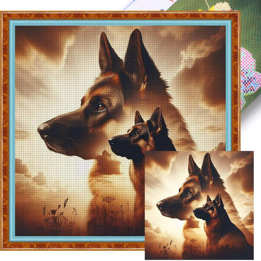Dog Looking Into The Distance - Full 14CT Stamped Cross Stitch 45x45CM - Huacan