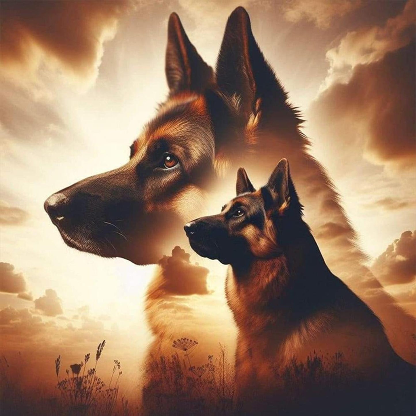 Dog Looking Into The Distance - Full 14CT Stamped Cross Stitch 45x45CM - Huacan