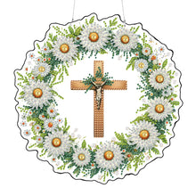 Load image into Gallery viewer, 2D Flat DIY Daisy Cross Diamond Art Pendant Window Hanging Art for Home Decor
