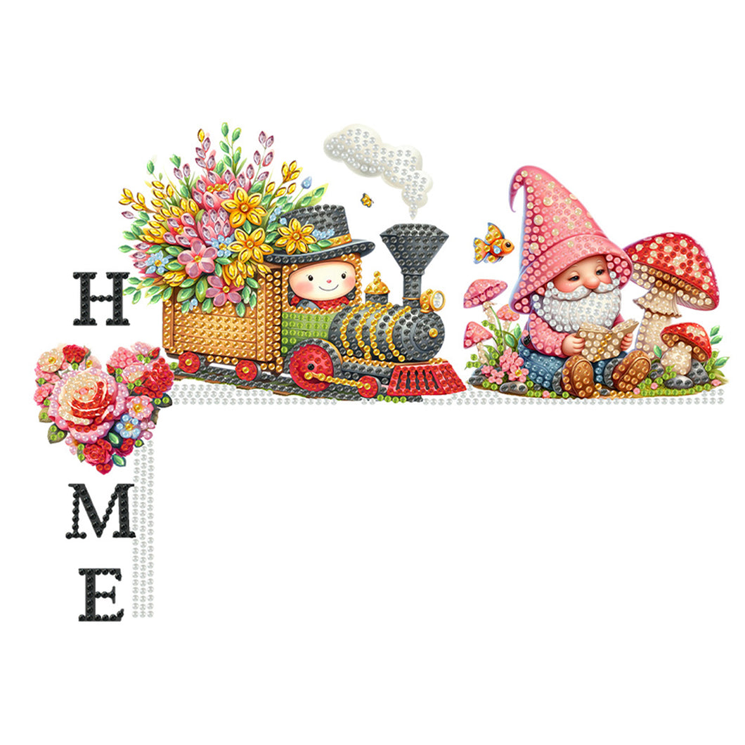 2D Flat Pattern Gnome Train House Door Frame Decorations for Party Favors