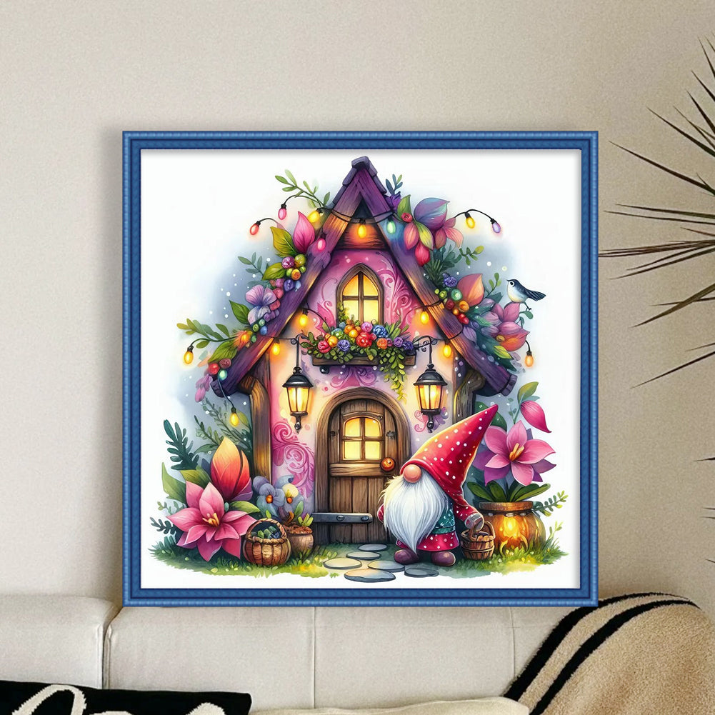Dryad Cabin Covered With Flowers - Full 11CT Stamped Cross Stitch 40x40CM - Yishu